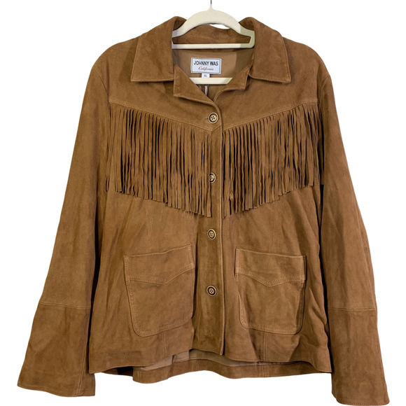 Johnny Was Jackets & Blazers - JOHNNY WAS Tan Suede Leather Fringe Jacket - NWT